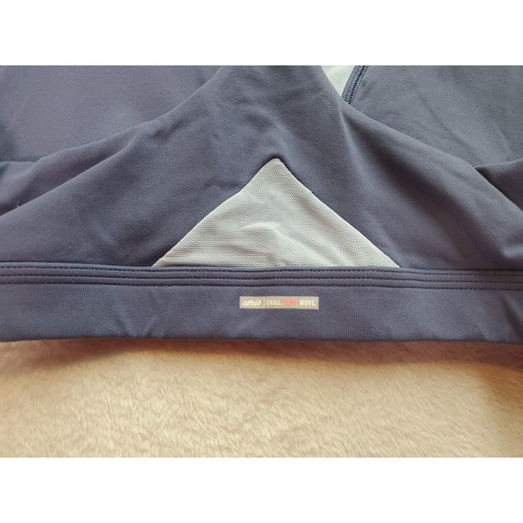 Aerie Sports Bra Womens Medium Blue Mesh Polyester Cross Back Wide Straps V Neck - Picture 3 of 4